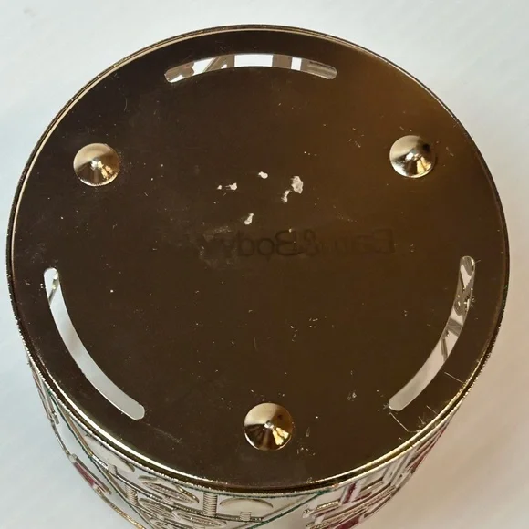 Bath & Body Works 3-Wick Metal Gold Candle Holder Christmas Trees Stockings - Picture 5 of 5